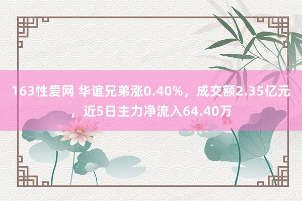 163性爱网 华谊兄弟涨0.40%，成交额2.35亿元，近5日主力净流入64.40万
