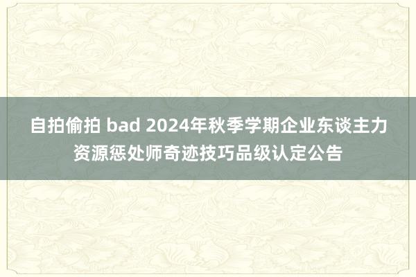 自拍偷拍 bad 2024年秋季学期企业东谈主力资源惩处师奇迹技巧品级认定公告
