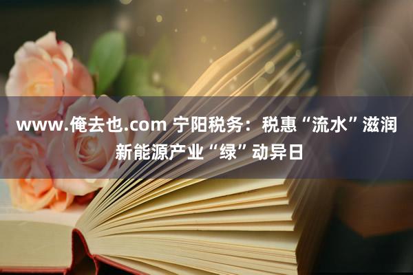 www.俺去也.com 宁阳税务：税惠“流水”滋润 新能源产业“绿”动异日